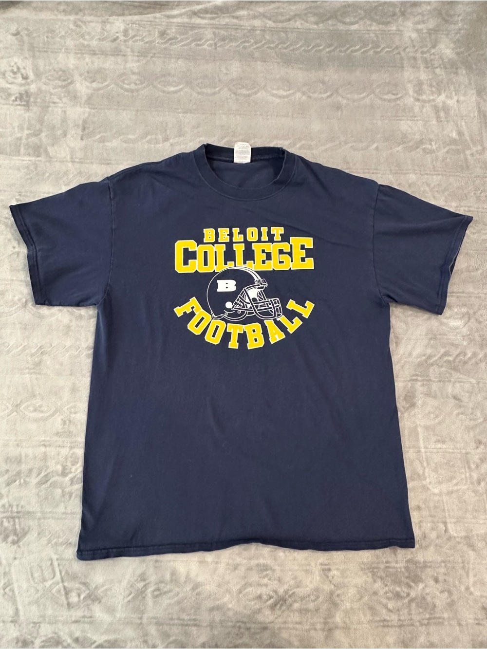 Vintage Port & Company Beloit College Football Shirt Blue/Yellow Men's Size L